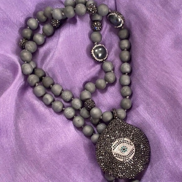 Evil Eye Crystal,Pearl, and StoneBeaded Necklace - Picture 11 of 11